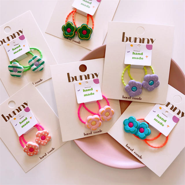 Spring summer flowe design hair ties set for kids