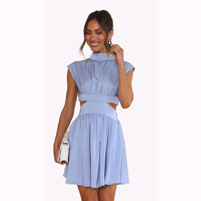 Plain color sweet short dress
