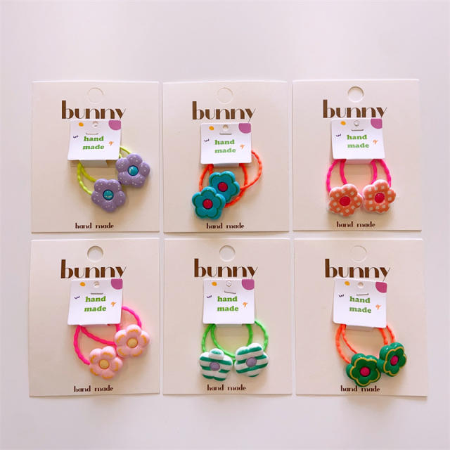 Spring summer flowe design hair ties set for kids