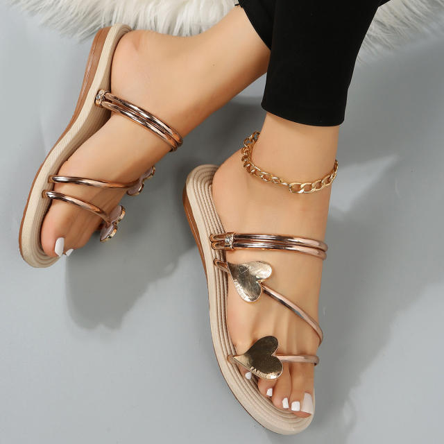 Occident fashion metal feeling heart slippers