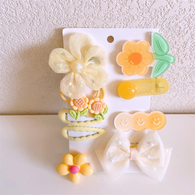 10pcs summer flower cute hair clips set for kids