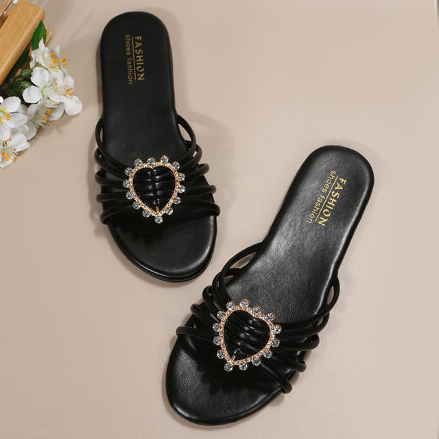 Occident fashion rhinestone heart women slippers