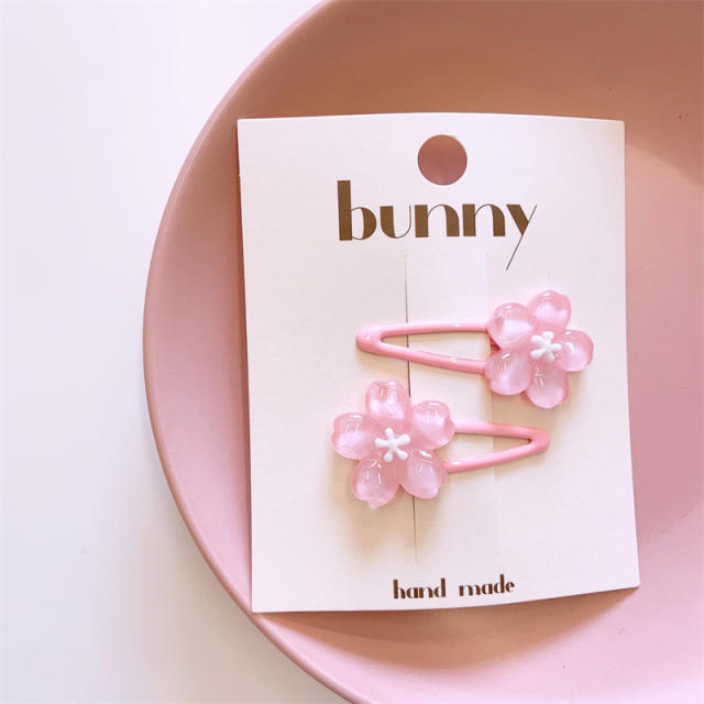Cute resin flower snap hair clips set for kids