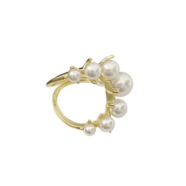 Korean fashion pearl bead alloy rings