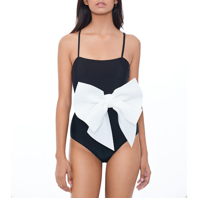 Vintage large bow one piece swimsuit