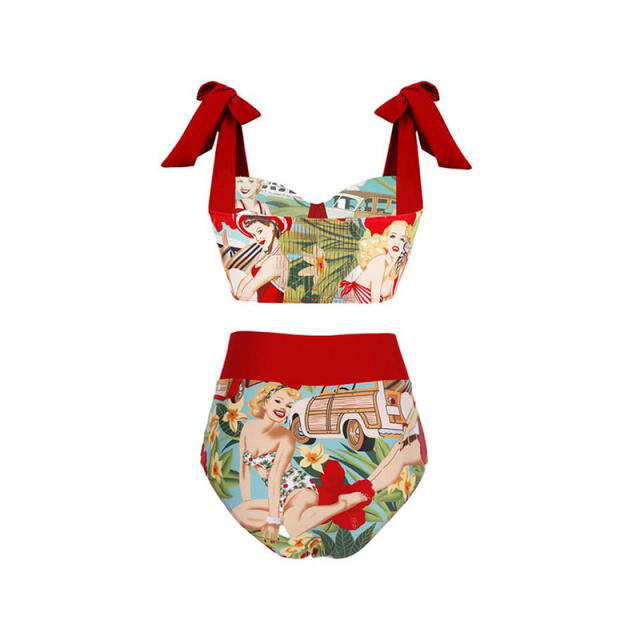 Sweet red bow swimsuit set