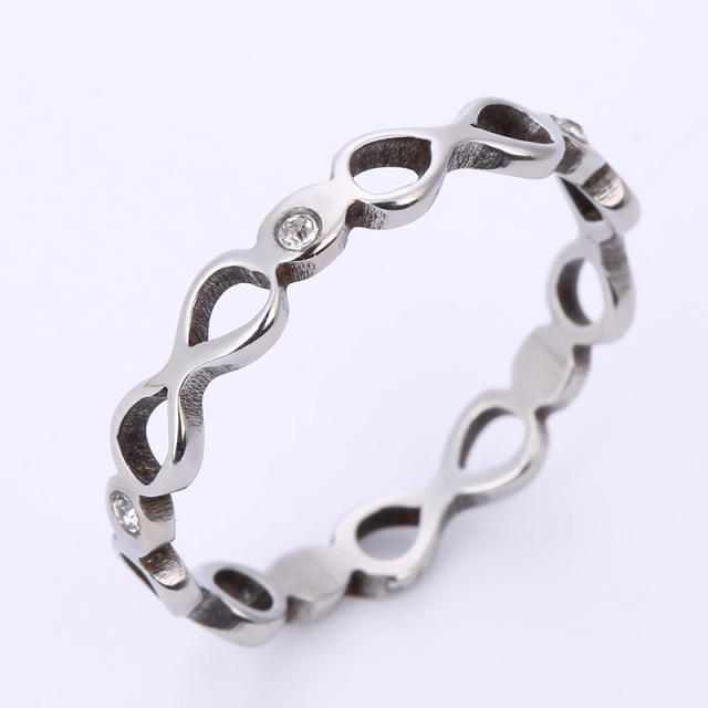 Delicate infinity diamond stainless steel rings