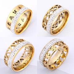 Personality hollow out design diamond stainless steel rings