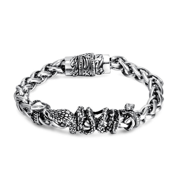 Hiphop snake stainless steel chain bracelet for men