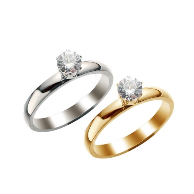 Classic diamond stainless steel halo rings