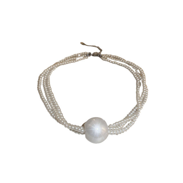 Elegant pearl bead single pearl choker necklace