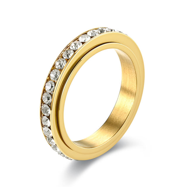 Delicate diamond stainless steel fidget rings