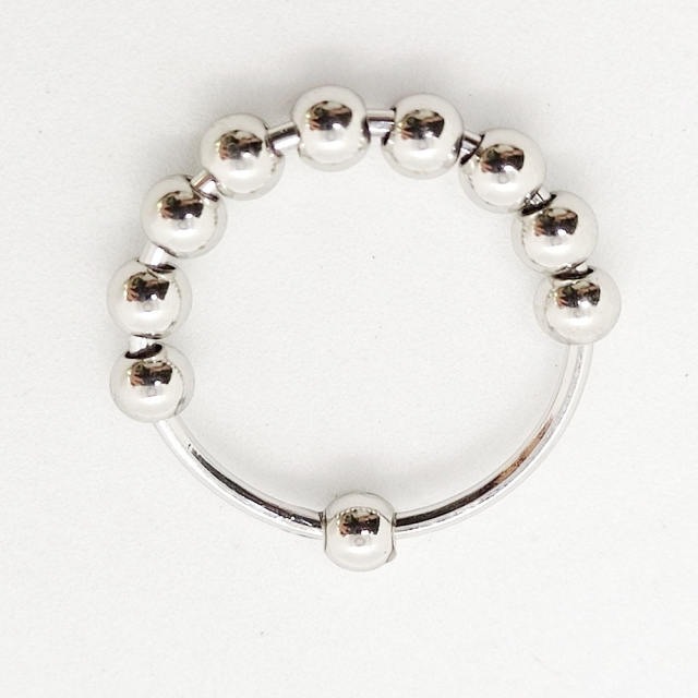 Simple stainless steel bead fidget rings