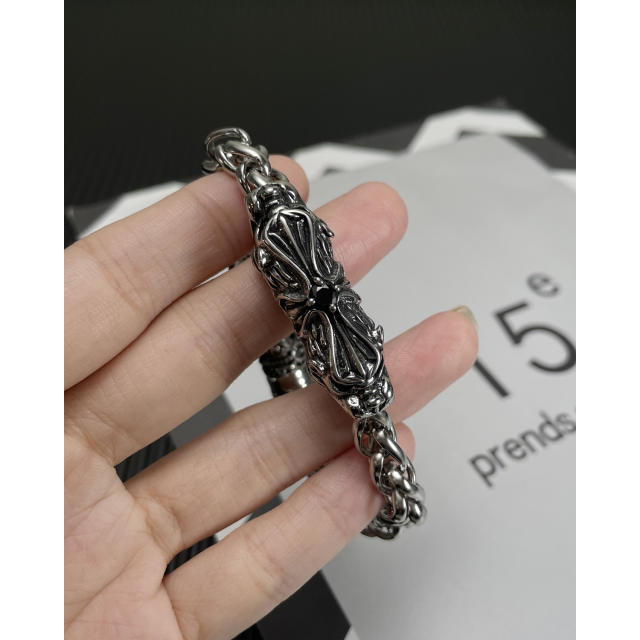 Hiphop vintage dragon stainless steel chain bracelet for men