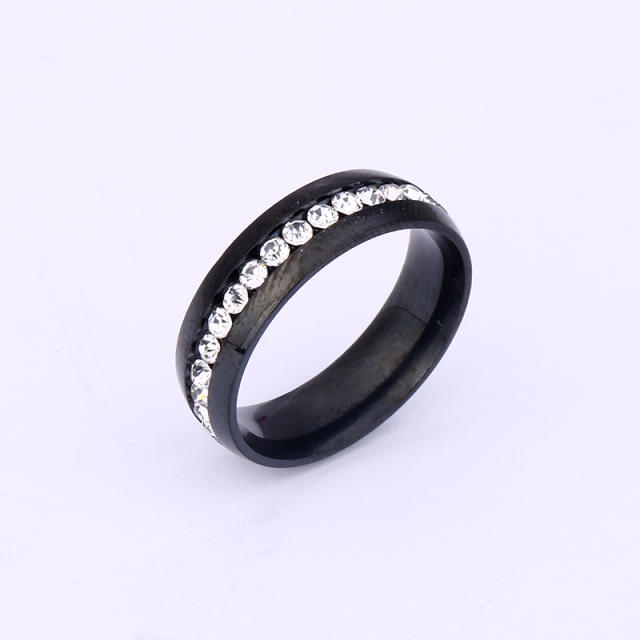 Delicate diamond colorful stainless steel rings