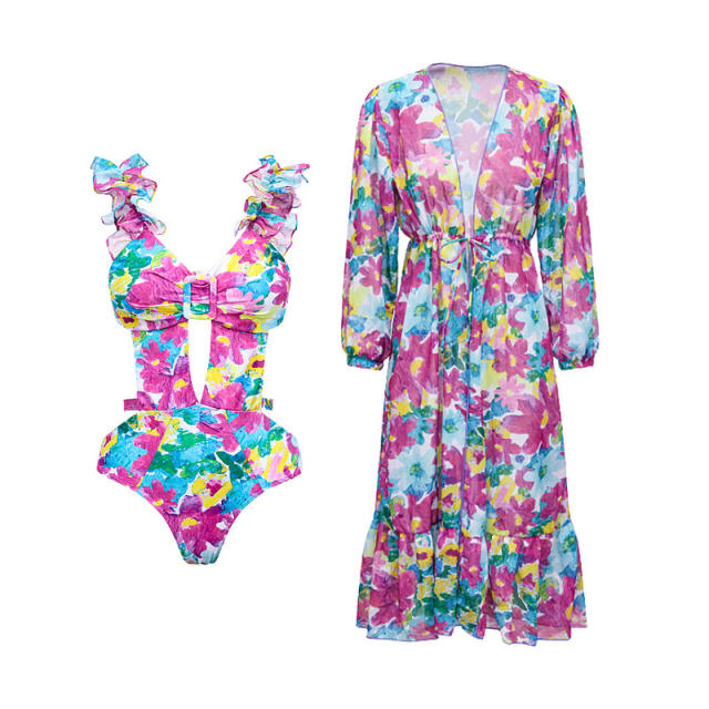 Amazon hot sale floral one piece swimsuit set