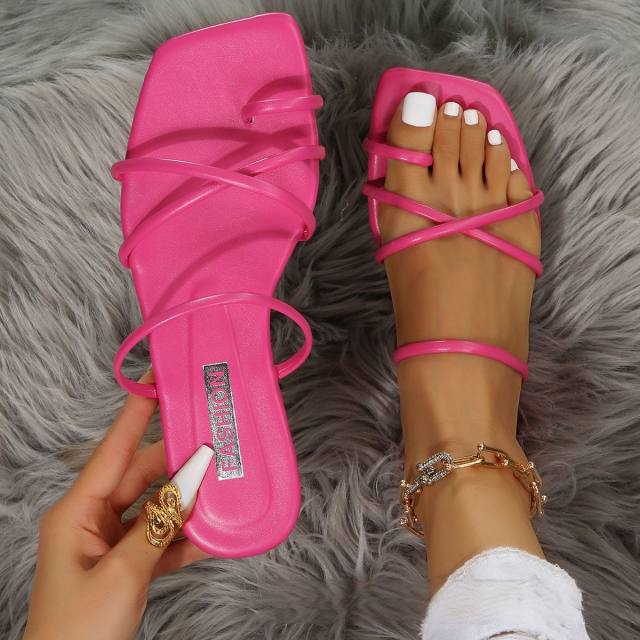 Summer strappy flat slippers