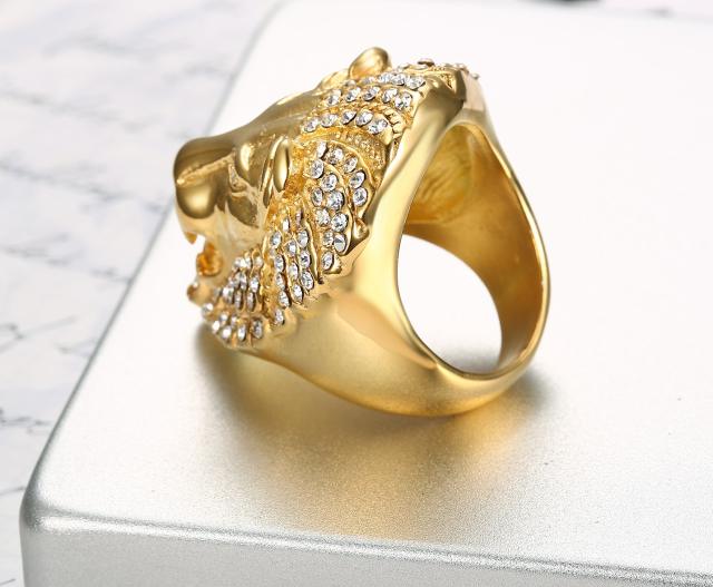 Hiphop the lion head stainless steel rings for men