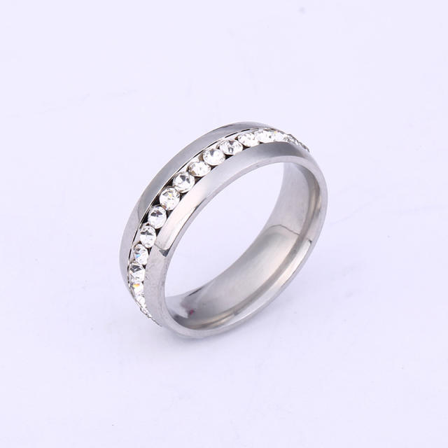 Delicate diamond colorful stainless steel rings