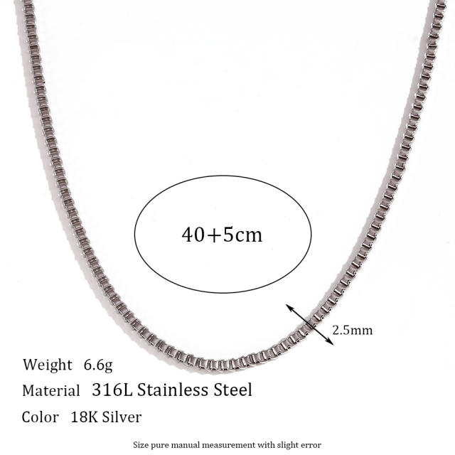 Basic silver color stainless steel chain necklace