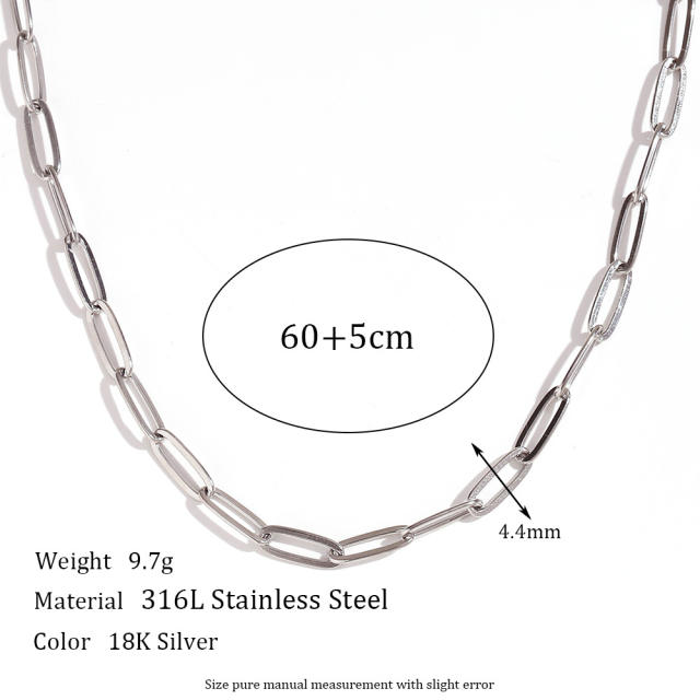 Basic silver color stainless steel chain necklace