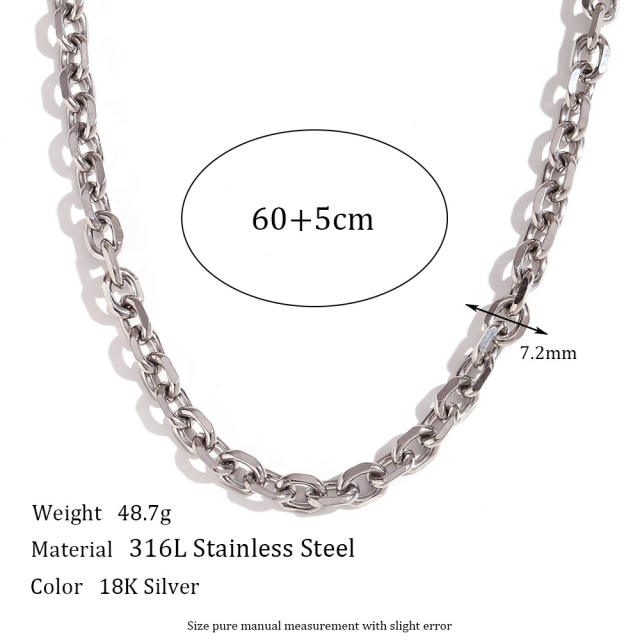 Basic silver color stainless steel chain necklace