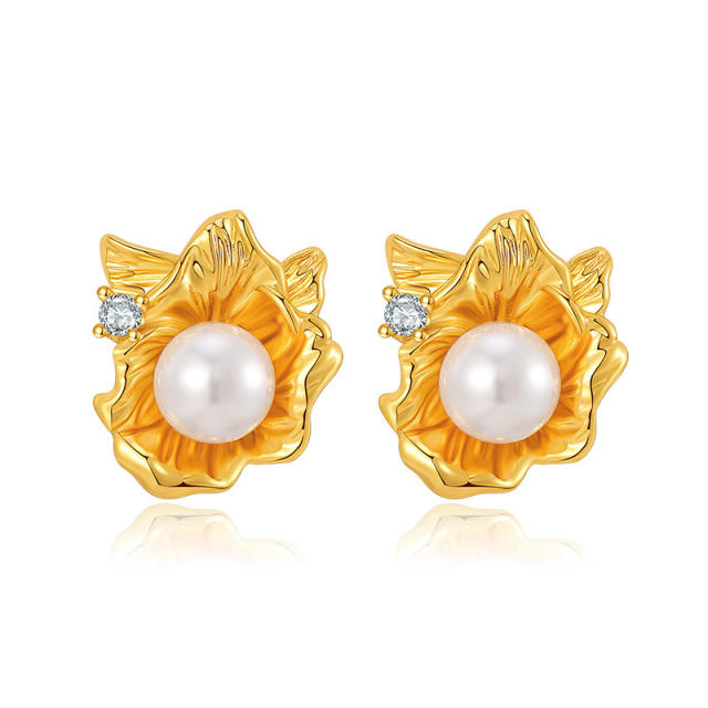 Baroque pearl 18KG copper earrings