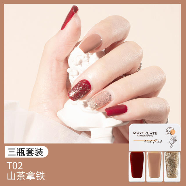 3 color mixing sweet nail polish set