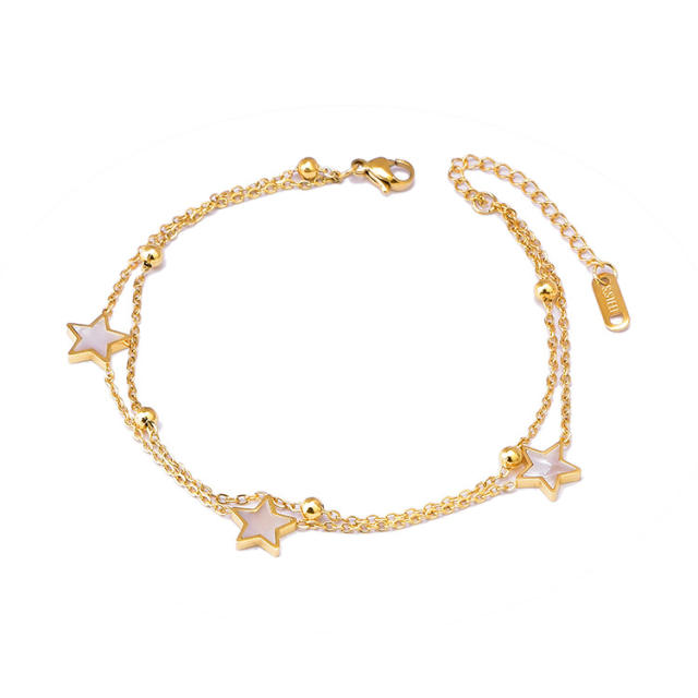 Korean fashion mother shell star stainless steel anklet