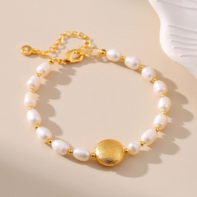 Classic 18KG copper ball water pearl bracelet