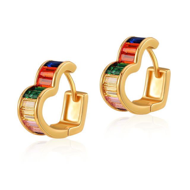 Hot sale rainbow CZ 18KG copper earrings