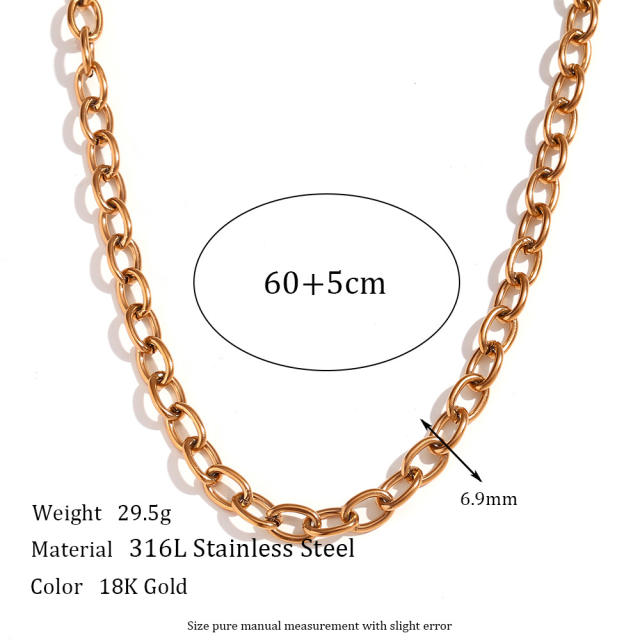 Basic gold color stainless steel chain necklace