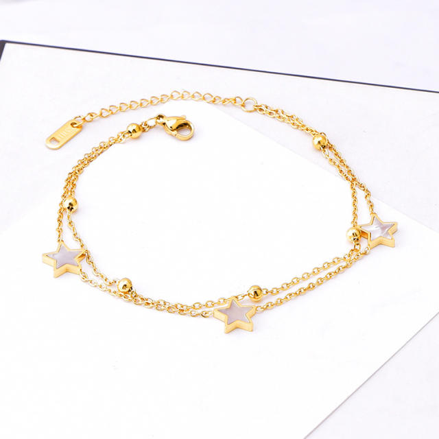 Korean fashion mother shell star stainless steel anklet