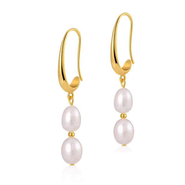 Baroque pearl 18KG copper earrings