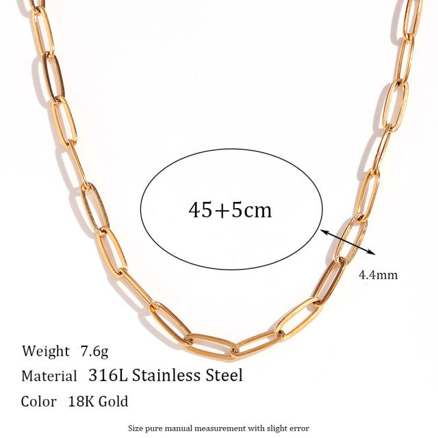 Basic gold color stainless steel chain necklace