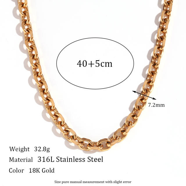 Basic gold color stainless steel chain necklace