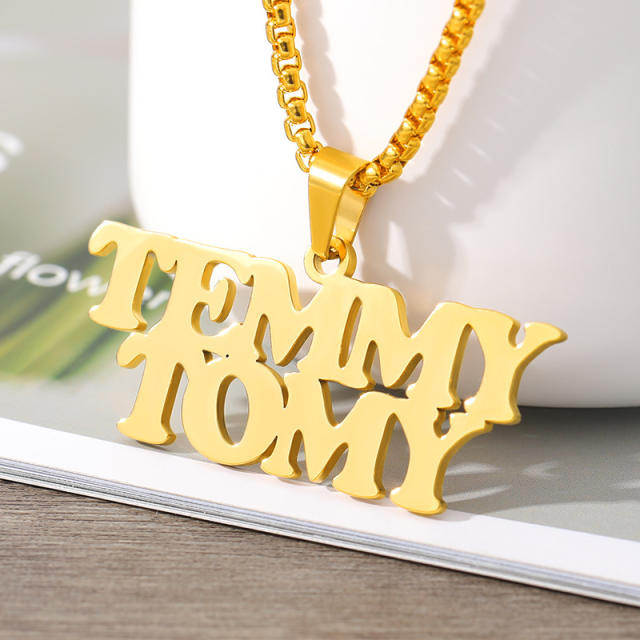 18KG hiphop layer name custom necklace for men