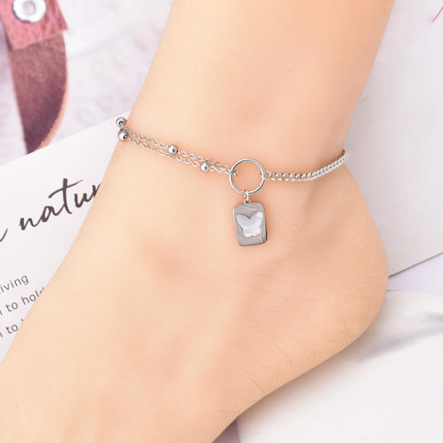 Korean fashion butterfly card cham stainless steel necklace bracelet anklet
