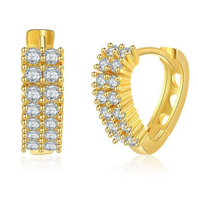 Luxury diamond heart 18KG copper huggie earrings