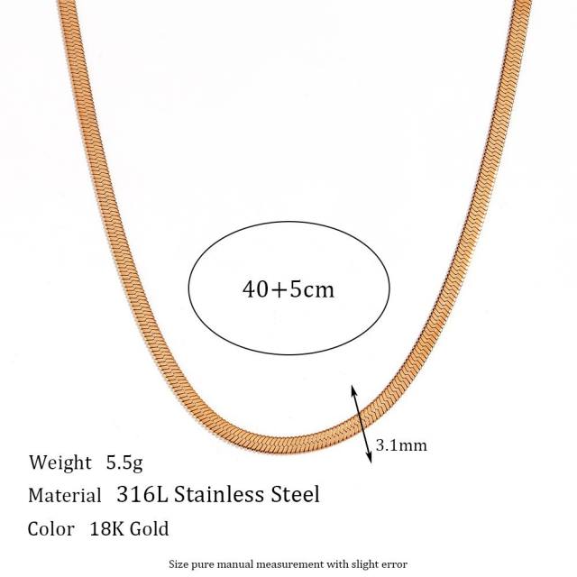 Basic gold color stainless steel chain necklace