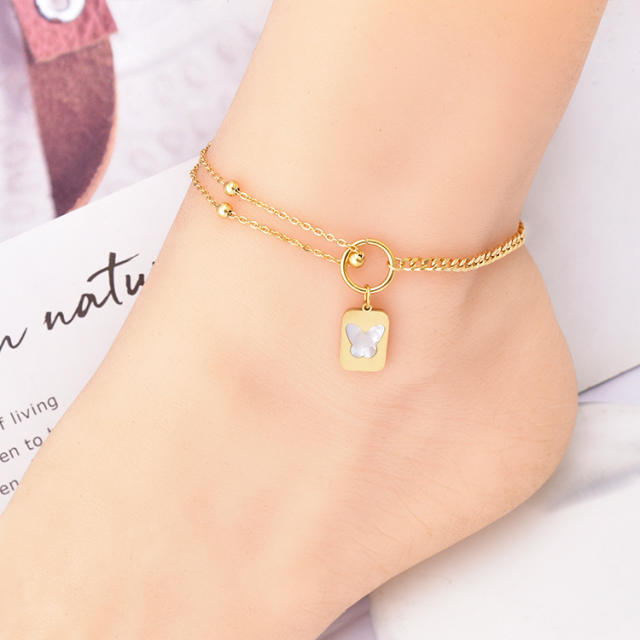Korean fashion butterfly card cham stainless steel necklace bracelet anklet