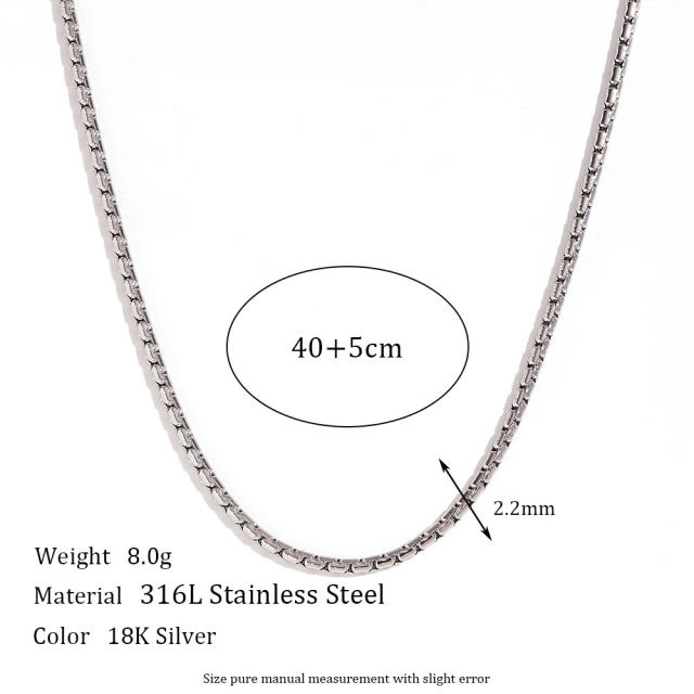 Basic silver color stainless steel chain necklace