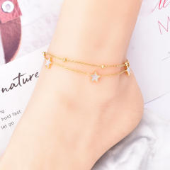 Korean fashion mother shell star stainless steel anklet