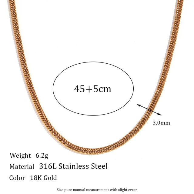 Basic gold color stainless steel chain necklace