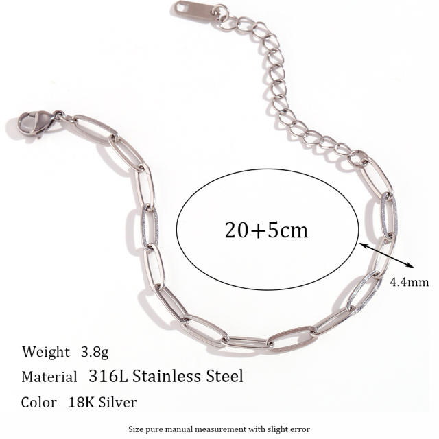 Simple stainless steel chain silver color anklet