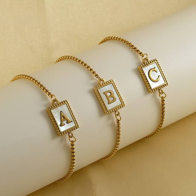 Initital letter stainless steel bracelet