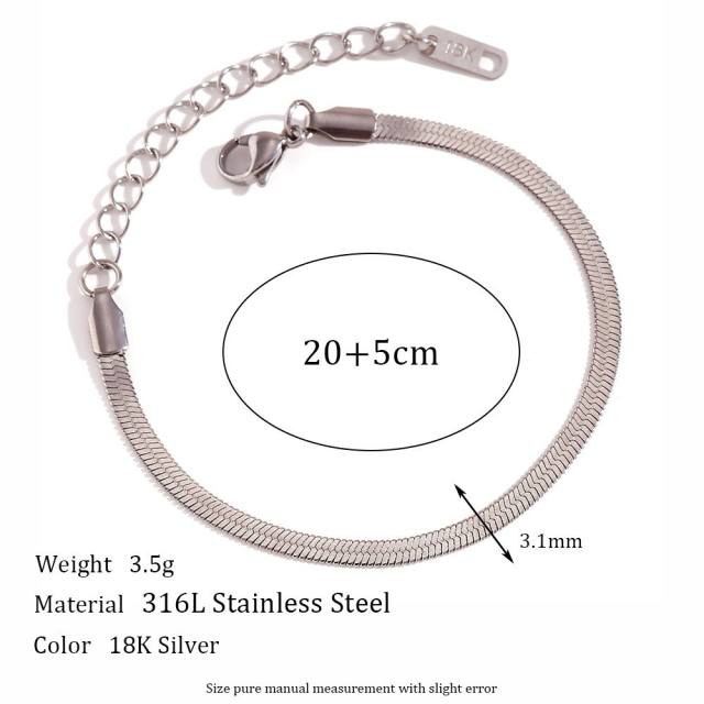 Simple stainless steel chain silver color anklet