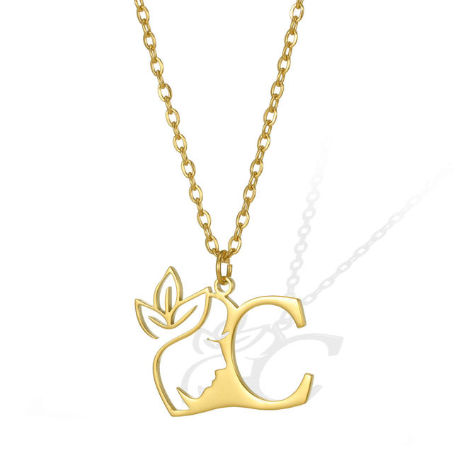 Stainless steel initial necklace