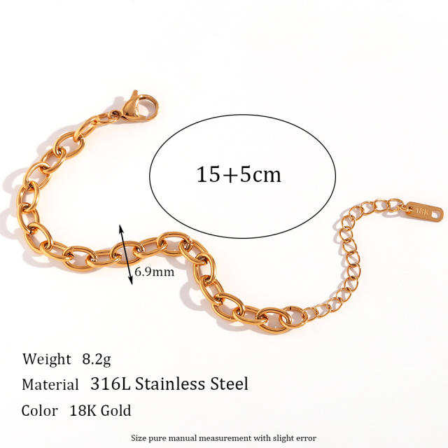 18KG basic stainless steel chain bracelet