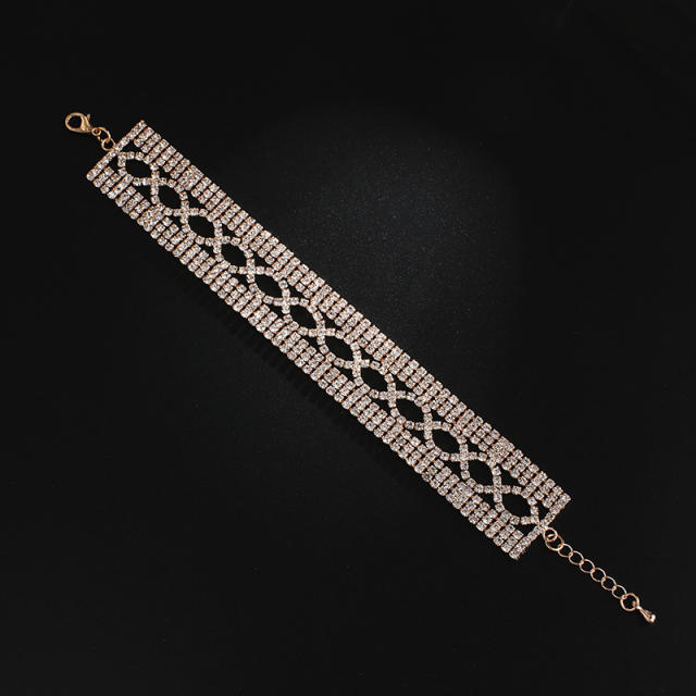 Delicate pave setting rhinestone diamond bracelet